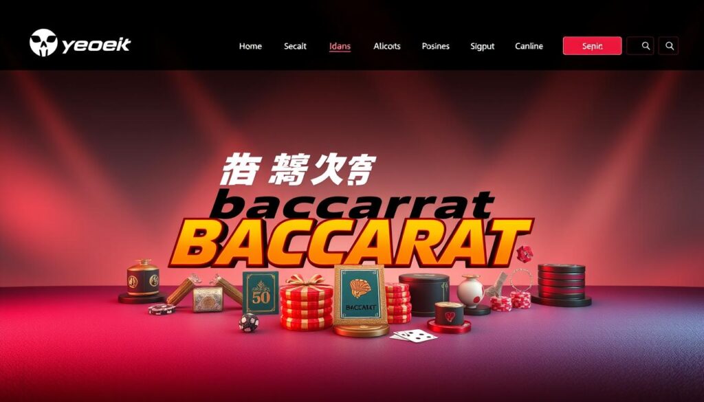 A modern and sleek web interface showcasing the best baccarat gaming website. A striking hero section features the website's logo and name in a bold, eye-catching typographic treatment. In the middle ground, various baccarat gaming icons and elements are artfully arranged, hinting at the site's comprehensive gaming offerings. The background has a soft, gradient-based backdrop, suggesting a sense of luxury and sophistication associated with the baccarat experience. Warm, directional lighting accentuates the key visual elements, creating depth and drawing the viewer's attention. The overall composition and color palette evoke a premium, trustworthy, and user-friendly online baccarat gaming destination.
