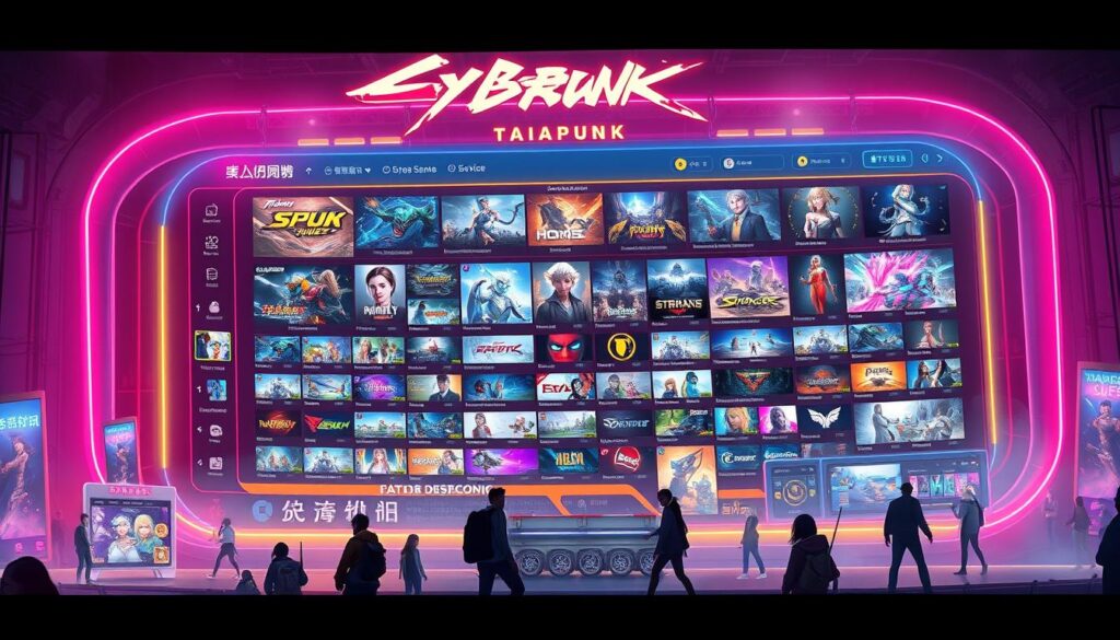 A vibrant and dynamic Taiwanese gaming platform, showcasing a diverse array of titles and interactive experiences. Set against a sleek, modern backdrop, the platform's interface features intuitive navigation, colorful game icons, and seamless integration of social features. Subtle neon accents and a warm, inviting lighting scheme create an immersive atmosphere, enticing players to explore the vast selection of locally-developed and internationally renowned games. The platform is bustling with activity, with avatars of enthusiastic gamers navigating the virtual landscape, highlighting the thriving gaming community in Taiwan.