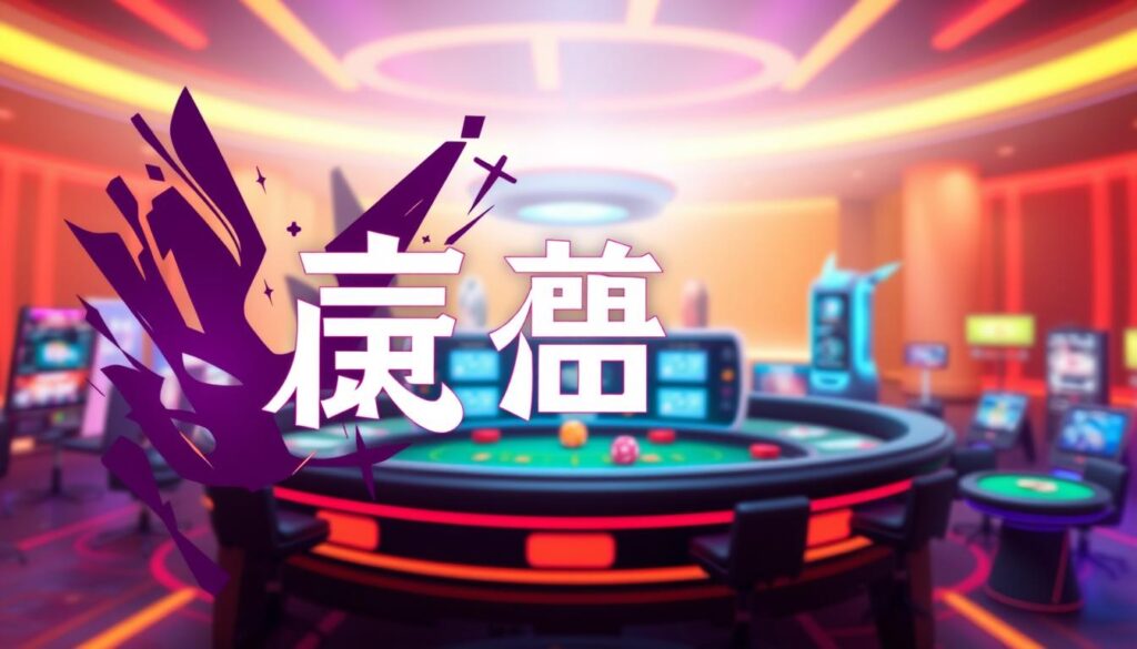 A vibrant, modern casino gaming platform with a sleek, minimalist design. The foreground features a stylized representation of the Chinese characters "百家樂" (Baccarat), rendered in a bold, elegant typeface against a backdrop of dynamic, abstract shapes and patterns. The middle ground showcases various gaming options and interactive elements, such as virtual tables, cards, and chips, all rendered in a visually striking, high-tech aesthetic. The background is a soft, blurred gradient of warm, inviting colors, evoking a sense of excitement and sophistication. The overall composition conveys a sense of innovation, entertainment, and the thrill of the Baccarat gaming experience.