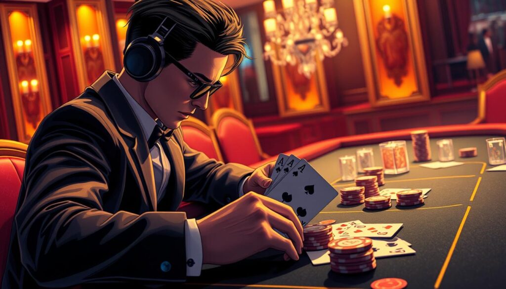Detailed, realistic illustration of baccarat game strategy with a sophisticated, elegant aesthetic. Showcase the key elements of successful gameplay through a meticulously crafted composition. Crisp, high-resolution rendering under warm, inviting lighting set against a softly blurred, luxurious background. Emphasize the precision and nuance of baccarat tactics through carefully depicted playing cards, chips, and other gaming paraphernalia. Convey a sense of mastery and expertise without distracting text or labels. The image should inspire and enlighten Taiwanese players seeking to elevate their baccarat skills.